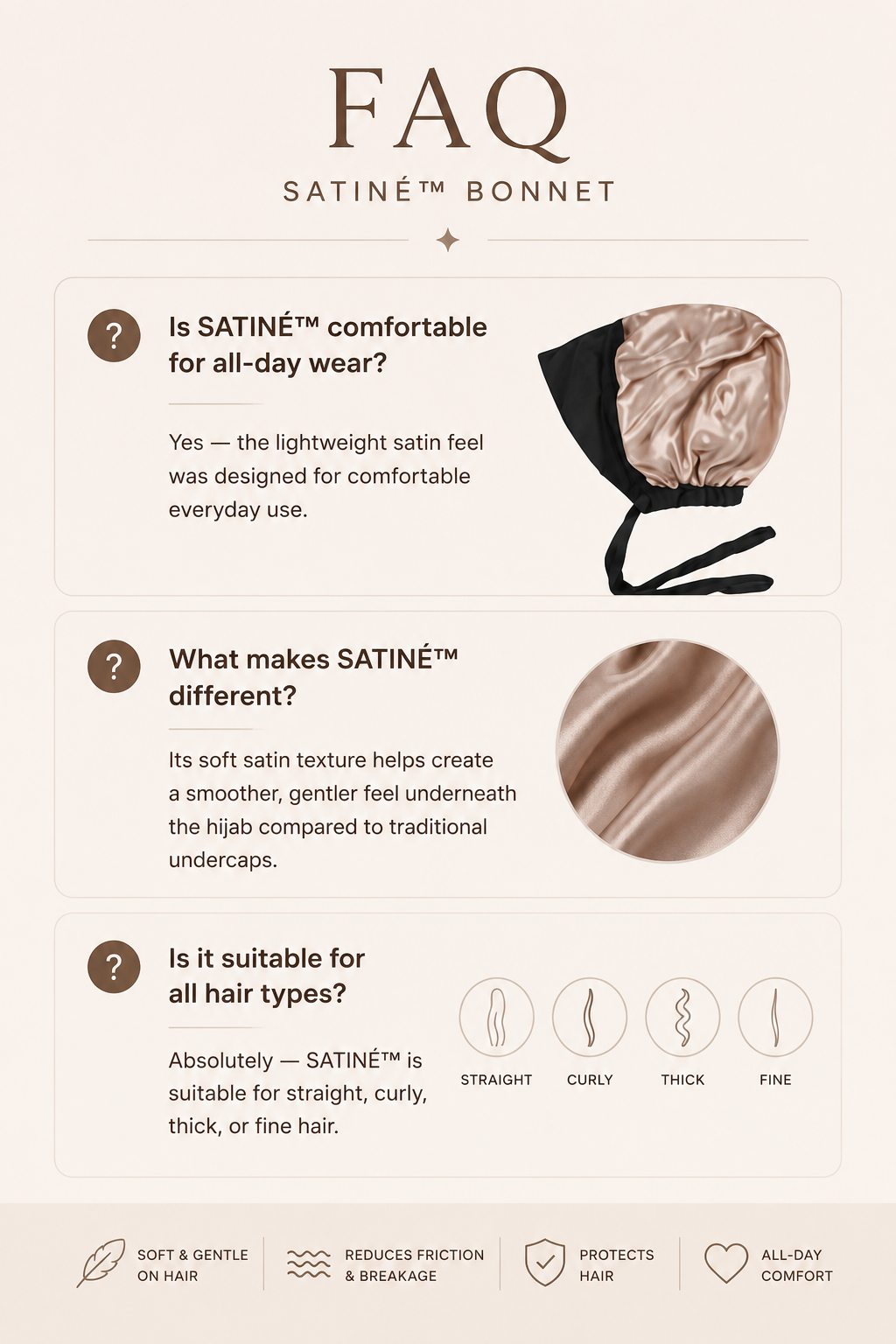 SATINÉ - Bonnet en satin de qualité supérieure